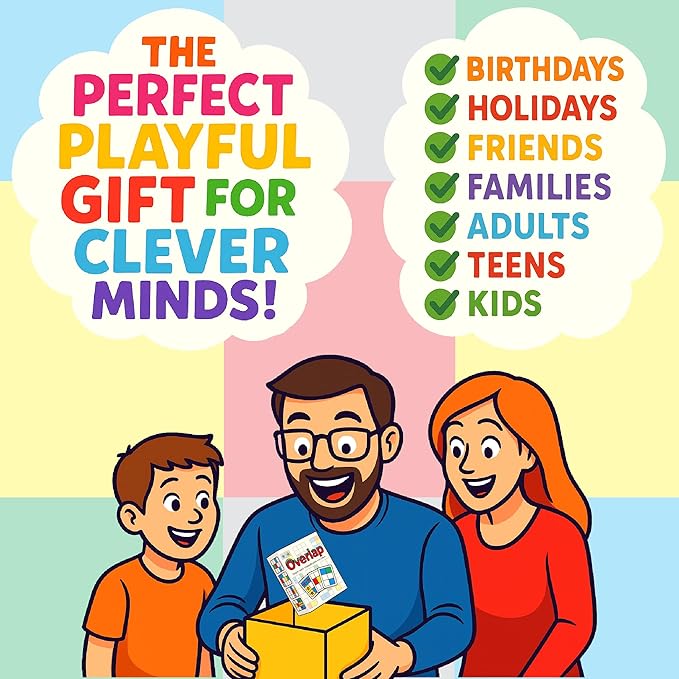 Overlap - Award-Winning Deceptively Simple Strategy Card Game for Adults and Families - 2 Player Game or Up to 8 Players - Easy to Learn - Mensa Recommended Brain Game