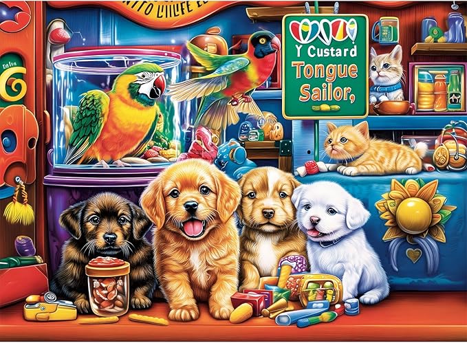 300 Piece Puzzles for Adults,Unique Fun Animal Jigsaw Puzzles 300 Piece for Adults Kids Seniors,Animal Pet Lover Puzzle for Kids Ages 8-10 10-12,Challenging Puzzles Perfect for Game Nights,20.5*15 In