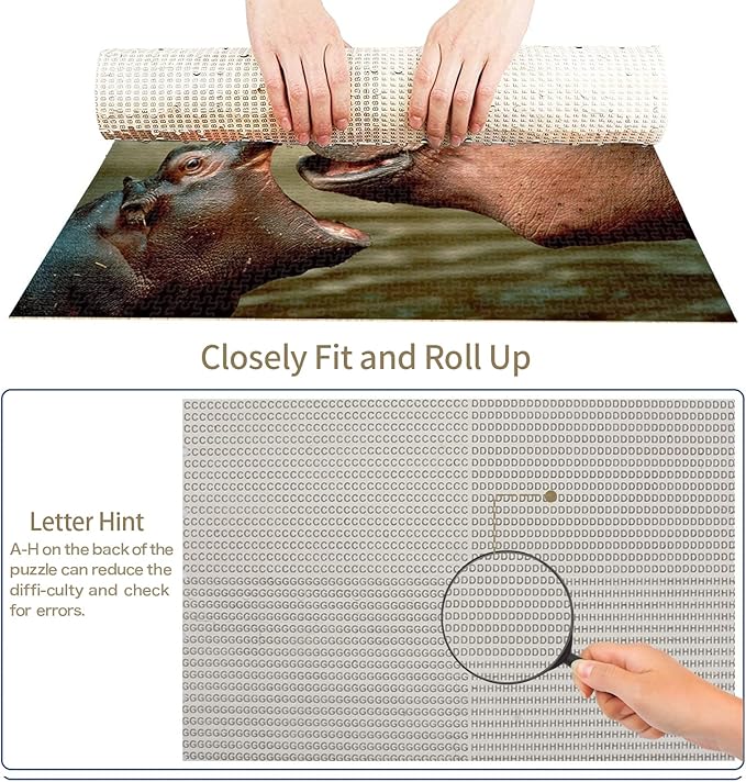 Jigsaw Puzzle 1000 Piece Hippo Family Classic Puzzle 3D Puzzle DIY Kit Wooden Toy Unique Gift Home Decor