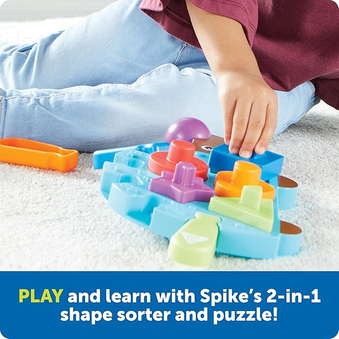Learning Resources Spike the Fine Motor Hedgehog Puzzle Playmate - 11 Pieces,Ages 18+ months Fine Motor Game, Color and Shape Recognition Toddler Montessori Toys