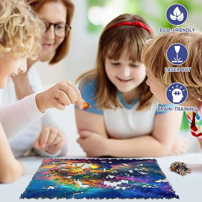 Wooden Puzzles for Adults, Colorful Tree of Life Jigsaw Puzzles 200 Piece, 11.3x11.1in, Unique Shaped Wood Plant Puzzles, Fun Challenging Creative Gifts for Adults and Kids Family Game