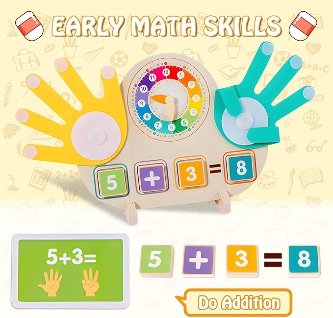 Montessori Toys for Toddlers age 2-4 ,Educational Clock Time Math Manipulatives Number Counting Blocks for Kids ,Preschool Learning Toys 3 4 5 Year Old for Birthday Stocking Stufferas for Boys Girls