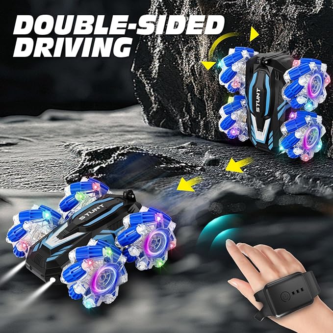 Toddler RC car，Gesture Sensing RC Stunt Car, Light and Music Remote Control Car, Double-Sided 360-degree Rotation Stunt Off-Road Vehicle, Birthday Gift for Boys and Girls Aged 3-12.