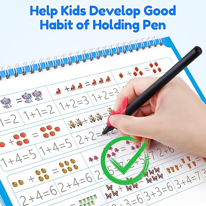 Large Magic Grooved Writing Practice Books for Kids, Reusable Grooved Handwriting Workbooks, Number Letter Tracing Books for Kids Age 3-8 Kindergarten Preschool Calligraphy