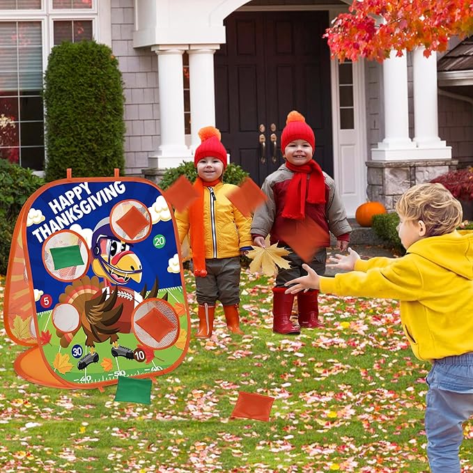 Thanksgiving Bean Bag Toss Games for Kids, Fall Festival Games Turkey Board Outdoor Toys for Toddlers, Thanksgiving Party Favors Activities Carnival Supplies Indoor Yard Games for Boys Girls Family