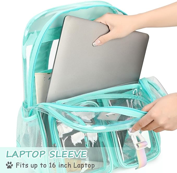 Clear Backpack for School,Heavy Duty PVC Transparent Bookbag for Girls Stadium Approved See Through Backpack