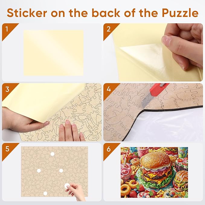 delobil Wooden Puzzles for Adults, Hamburger Jigsaw Puzzle 200 Piece, Unique Shaped Wooden Puzzles Beautiful Gift Package, Creative Birthday Gift for Friends and Family 11.7 * 8.86 in Medium