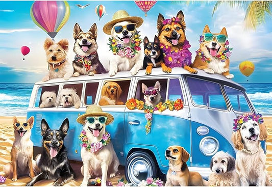 100 Piece Puzzles for Kids Ages 4-8,Kids Puzzles Ages 4-6 6-8 Jigsaw Puzzles for 4 6 8 Year Old Kid 100 Piece Puzzle for Adult Senior Dog Animals Beach Puzzle Easy Jigsaw Puzzle Games Gift