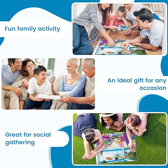 300 Piece Puzzle for Adults,Jigsaw Puzzles 300 Pieces Seaside Scenery Puzzle for Kids Adult Senior Beach Jigsaw Puzzle for Adults 300 Pieces Challenging Puzzles Family Activity Game Nights Gifts