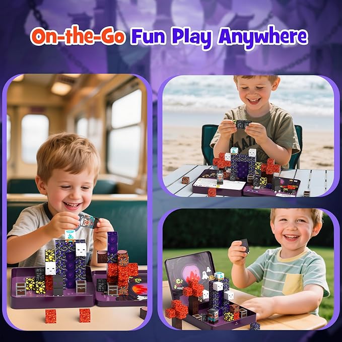 Halloween Magnetic Blocks, Magnetic Cubes Game with Iron Box 49 PCS Magnet Tiles Building Blocks Toddler Toy STEM Sensory Outdoor Creative Kids Games Toys for 3+ Year Old Boys & Girls
