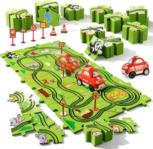 Bennol Toddler Toys Gifts for 3 4 5 Year Old Boys, 39 Jigsaw Puzzle Race Track Car Set Toys for Kids Boys Toddlers 3-5 4-6, Puzzle Tracks Car Toys Gifts for 3 4 5 Year Old Girls Kids