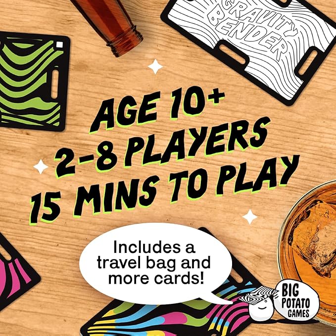 Big Potato Cards vs Gravity Pro: Ultimate Stacking & Balancing Travel Game | Waterproof Card Game for Camping, Vacations & Family Fun | 2-8 Players