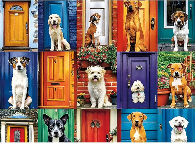 500 Piece Jigsaw Puzzle for Adults – Cute Dogs and Doors Design, Dog Puzzles for Adults 500 Pieces, Unique Home Decor Puzzle for Relaxation & Fun Family Time (20.5" x 15")