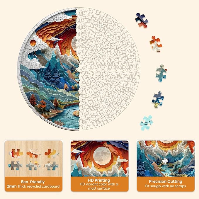 Masseruon 1000 Piece Puzzle for Adults, 26.6 * 26.6in Cave Puzzle for Adults, 1000 Pieces Flat Puzzles with 3D Visual Effect When Completed, Puzzles Gift for Women Men