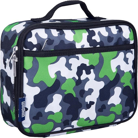 Wildkin Kids Insulated Lunch Box – Durable and Reusable for School & Travel - Green Camo