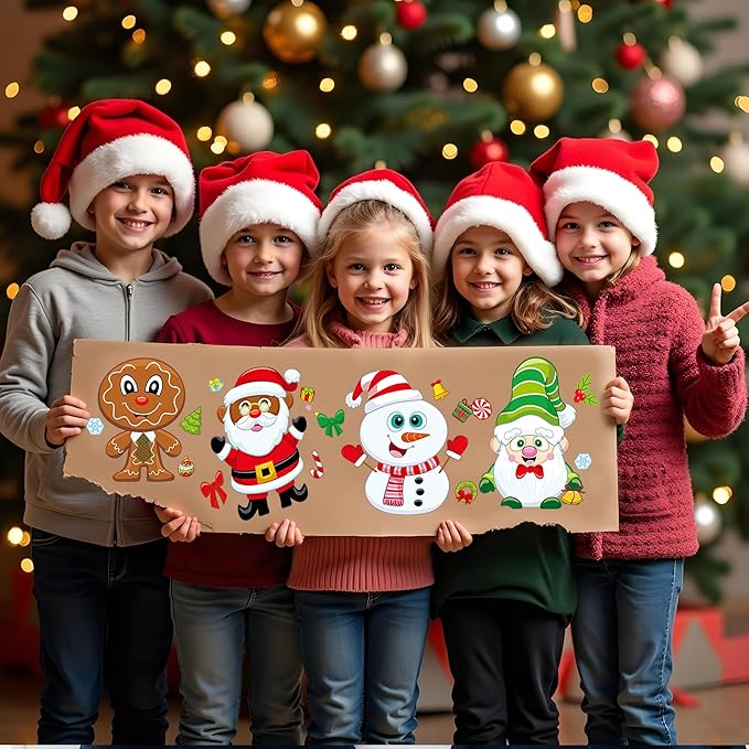 JOYIN 24 Pcs Christmas Make-a-face Stickers, Make Your Own Characters Mix and Match Sticker Sheets with Santa Claus, Snowman, Reindeer, Elf for Kids Party Favors, Holiday Presents, Class Activities