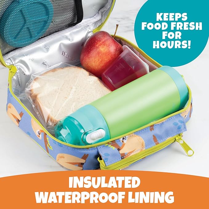 Kids Insulated Lunch Box w Snack Pocket & Expandable Water Bottle Holder For Girls- Waterproof Lunchbox Tote Keeps Food Hotter or Colder Longer - Reusable Back to School Bag Fits Most Bento Containers