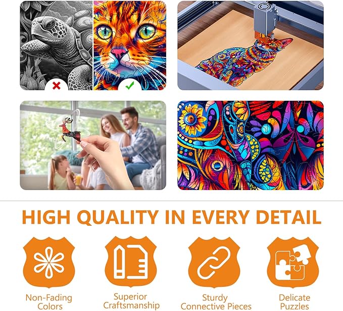 Wooden Puzzles for Adults - Bengal Cat Wooden Puzzle, Unique Animal Shape Wood Jigsaw Puzzles for Adults, Wood Puzzles Adult, Perfect for Birthday Gift, Family Puzzle, 175 Piece 13.3 x 9in Large