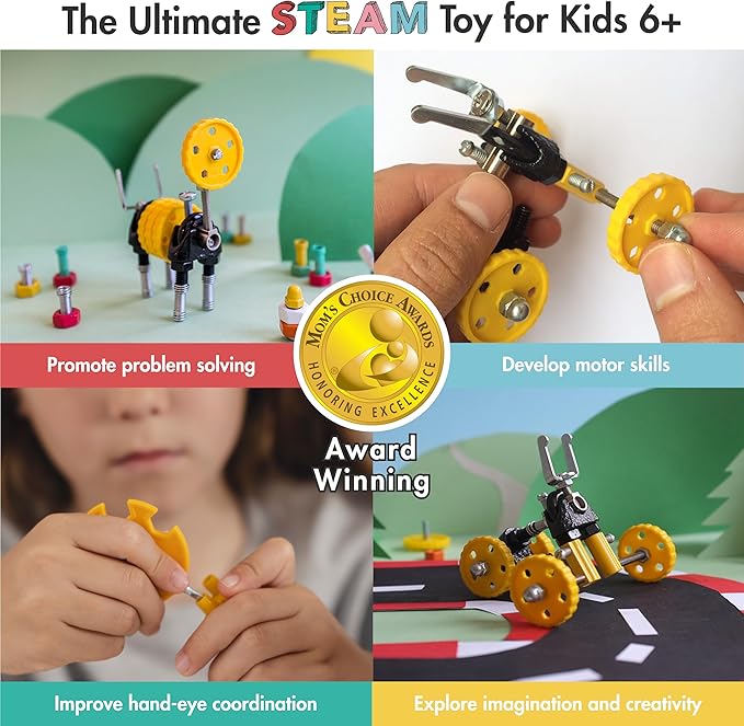 The Off Bits Building Toy - Yellow Vehicle Kit BlazeBit - Building & Construction Toy Tool Set for Kids Including Guide Book - Build-it-Yourself, Gift Ideas for Kids Boys & Girls