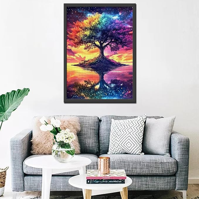1000 Piece Jigsaw Puzzles for Adults Tree of Life Painting Jigsaw Puzzle Tropical Plants Puzzles for Challenging Family Activity Lanscape Art Puzzle Wall Decor Abstract Gift (Colorful)