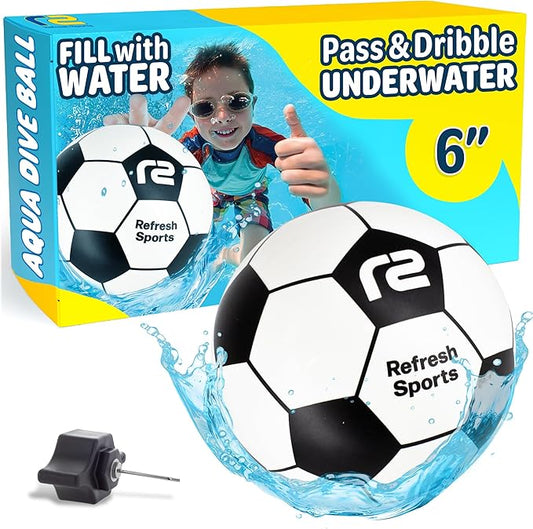Aqua Dive Pool Ball - Underwater Pool Toys For Kids & Teens - Fun Summer Water Toys & Beach Games for Boys & Girls - Watermelon Gifts for Kids - 6" Soccer Ball - Boy Gift Ages 8 9 10 11 12+ Year Old