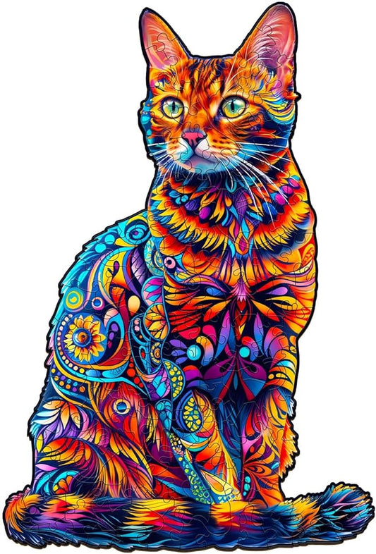Wooden Puzzles for Adults - Bengal Cat Wooden Puzzle, Unique Animal Shape Wood Jigsaw Puzzles for Adults, Wood Puzzles Adult, Perfect for Birthday Gift, Family Puzzle, 175 Piece 13.3 x 9in Large