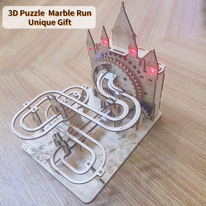 Music Park 3D Wooden Puzzles for Adults & Teenagers Machine Marble Run Wood Model Building Kits Science Educational Toys for Kids Gift Age14+