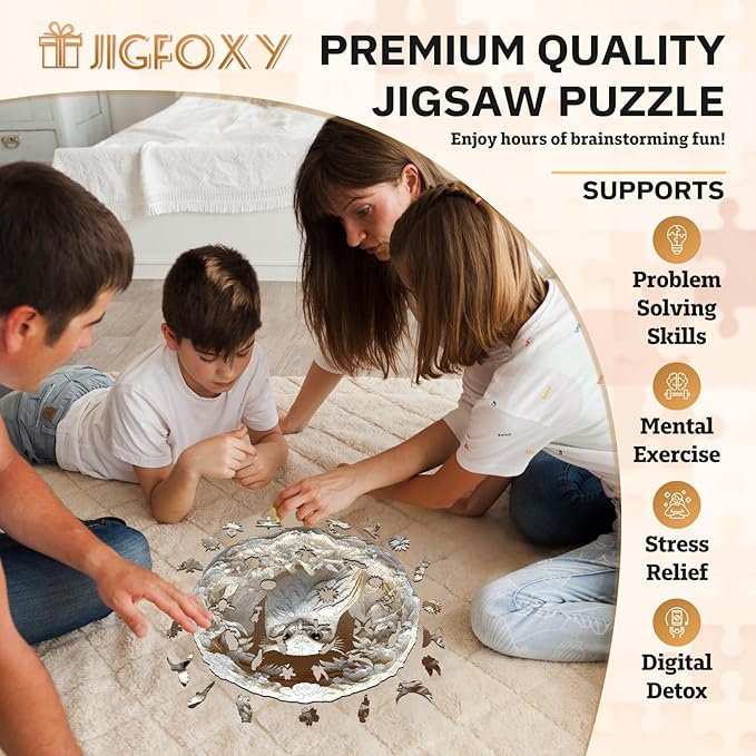 Jigfoxy Wooden Puzzles for Adults, Visual 3D Owl Wood Puzzles Adult, Unique Animal Shape Wooden Jigsaw Puzzles for Adults, Birthday Gifts for Puzzle Lovers, Family (M-11.4 * 11.2in-200pcs)