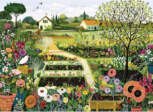 300 Piece Puzzles for Adults, Vibrant Flower Garden and Vegetable Patch Jigsaw Puzzles, Cottage Farm Scene Puzzle with Countryside Charm, Relaxing Gift for or Adults, Kids, Seniors, 20.5"x15"