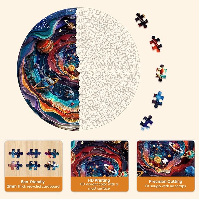 Masseruon 1000 Piece Puzzle for Adults, 26.6 * 26.6in Universe Puzzle for Adults, 1000 Pieces Flat Puzzles with 3D Visual Effect When Completed, Adult Puzzles Games