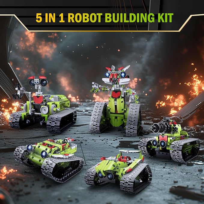 5 in 1 STEM Robot Building Kit with APP Remote Control, 705 PCS Engineering Robot Toys for Kids Age 8-16, Science Coding RC Robotics Kit Birthday Gifts for Boys Girls 6 7 8 9 10 11 12