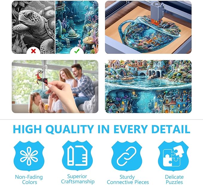 Wooden Puzzles for Adults, Ocean Mug Wooden Jigsaw Puzzle for Adults, Unique Shaped Wood Puzzles Adult, Dreamy City Scenery Puzzle, Fun Gifts & Home Decor (M-11.4 * 11.4in - 190 pcs)