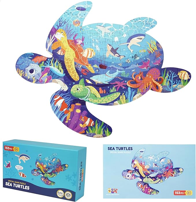 Sea Turtle Jigsaw Puzzles for Children - 153 Pieces Fun Puzzles, Perfect for Kids' Development and Family Bonding Activities!
