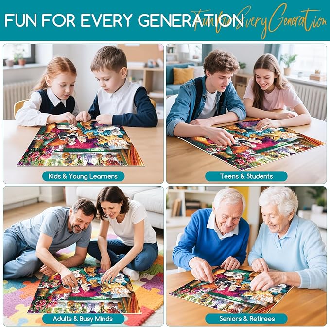 300 Piece Puzzles for Adults, Dogs Kittens on The Sofa at Play Puzzle for Adults Kids Seniors,Large Piece Puzzle for Kids Ages 8-10 10-12,Funny Sleepy Cats Puzzles Perfect for Game Nights,20.5x15 in