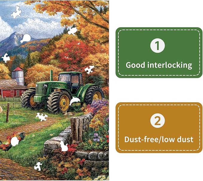 Fall Farm Jigsaw Puzzles for Adults 1000 Pieces, Brain Challenging Shaped Puzzle for Game Night, Family, Friends, Puzzle Size is 26.6 x 19.2 Autumn