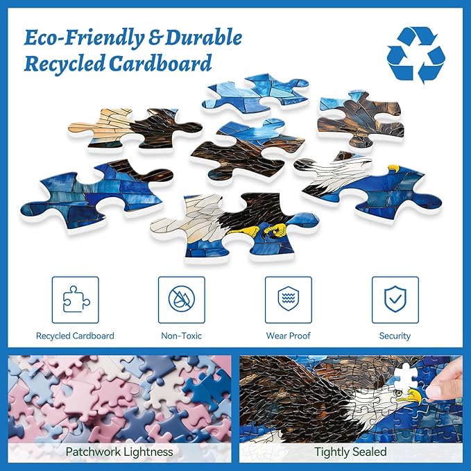 500 Piece Puzzle for Adults, Mosaic Eagle, Wildlife and Nature Puzzle 500 Pieces, for Family Kids and Adults, Relaxing and Challenging, 20.5 x 15 in