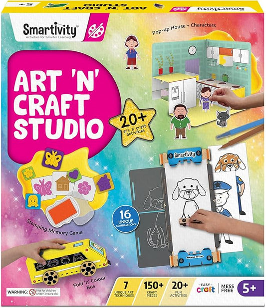Smartivity 20 in 1 Art and Craft Kit I for 5,6,7,8,9 Year Old Girls & Boys I Clay, Stamp, Tracing, 3D House, Origami & Many More I Toys for Kids Age 5,6,7,8,9