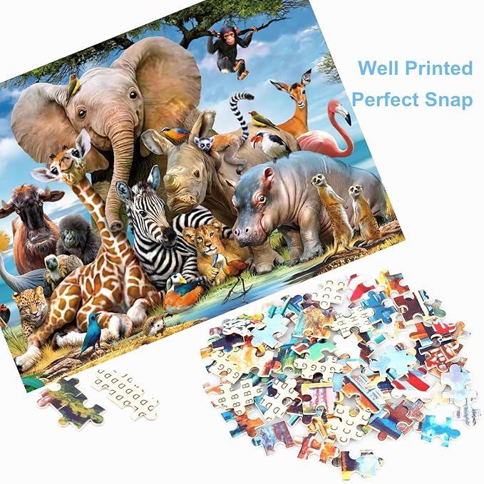 500 Piece Puzzles for Adults Animals Kingdom 20.5 x 15 Inch 500 Piece Jigsaw Puzzles for Kids Adults Puzzles 500 Pieces for Adults Holiday Educational Challenge Toy