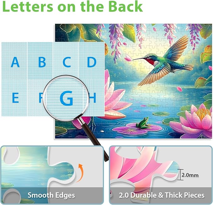 300 Piece Puzzles for Adults, Humbird Flower Lake Jigsaw Puzzle for Adults Kids Seniors, Recycled Cardboard Large Piece Puzzle 300 Piece, Challenging Game Family Activity Great Gift for Friends