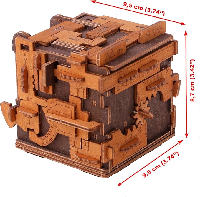 WOODEN.CITY Escape Room Puzzle Box – 3D Wooden Puzzle Box for Adults & Teens, Brain Teaser Puzzle Box Secret Lock Box with Cluebox Mechanism – Mechanical Wood Puzzle Box Kit, Unique Puzzle Boxes Gift