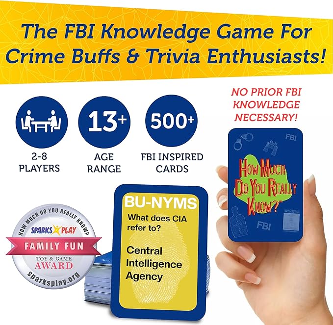 FBI Card Game, Perfect for Game Night, Parties, and Trivia Lovers