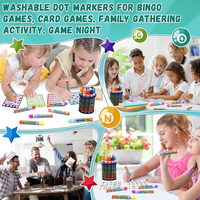 Crtiin 72 Pack Dot Markers Bulk, 12 Colors Washable Dot Markers for Toddlers Art, Children Painting Crafts, Bingo Daubers Supplies for Kids Preschool Children, Non Toxic Water-based Bingo Daubers