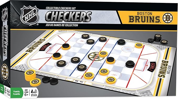 MasterPieces NHL Boston Bruins Checkers, Gray, Small, Multi, One Size (41485),13" x 21"
