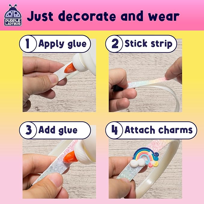 PURPLE LADYBUG Unicorn Headband Making Kit - Unicorn Crafts for Girls Ages 4-9, Birthday Gifts, DIY Hair Accessories Set, Great Summer Activity for Girls
