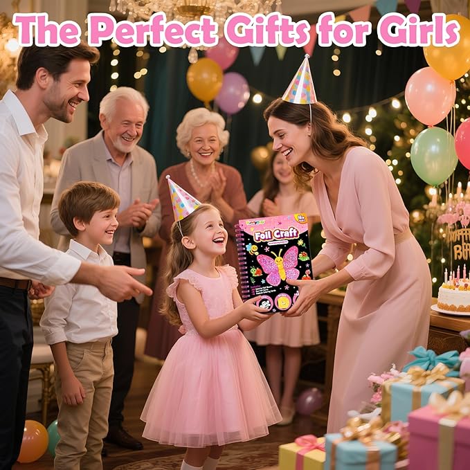 FUNNYB&G Foil Art Craft Activity for Kids - Gift for Girls Crafts Kits for Kids Fun Art Supplies DIY Creative Travel Toys, Birthday Gift Party Favor Toys for Girls Boys 4 5 6 7 8 9 Years Old(Insects)