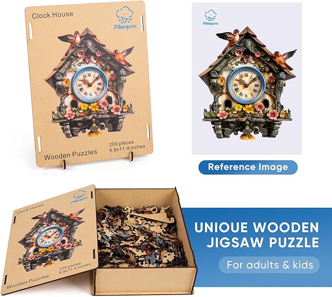 Wooden Puzzle for Adults, Bird House Jigsaw Puzzles for Adult, Unique Pieces Wood Cut Puzzles, Exquisiten Box Packaging, Toys for Friends Family (S-9.8 * 11.4in-200pcs)