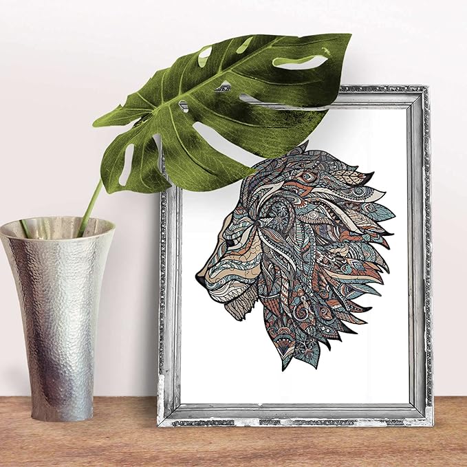 Wooden Jigsaw Puzzle for Adults,Unique Lion Animals Shaped Magic Jigsaw Puzzle Pieces Best Gift for Adults,Can be Used as a Cool Mouse Pad,70pcs,(10×9 inches) Large…