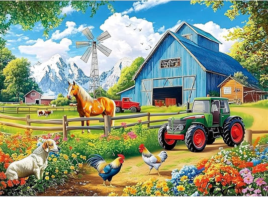 300 Pieces Puzzles for Adults,Farm Animals Puzzles for Adults,Large Piece Puzzle for Seniors,Fun Horse Jigsaw Puzzles,Puzzle for Kids Ages 8-10,Challenging Family Game,Holiday Party Gift,20.5 x 15 in