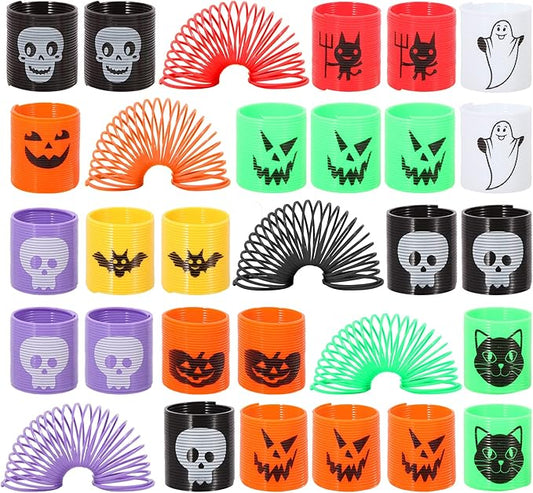 36PCS Halloween Coil Springs for Kids - Assorted Halloween Theme Pattern and Colors, Halloween Toys Party Favors Halloween Treat Bags Gifts
