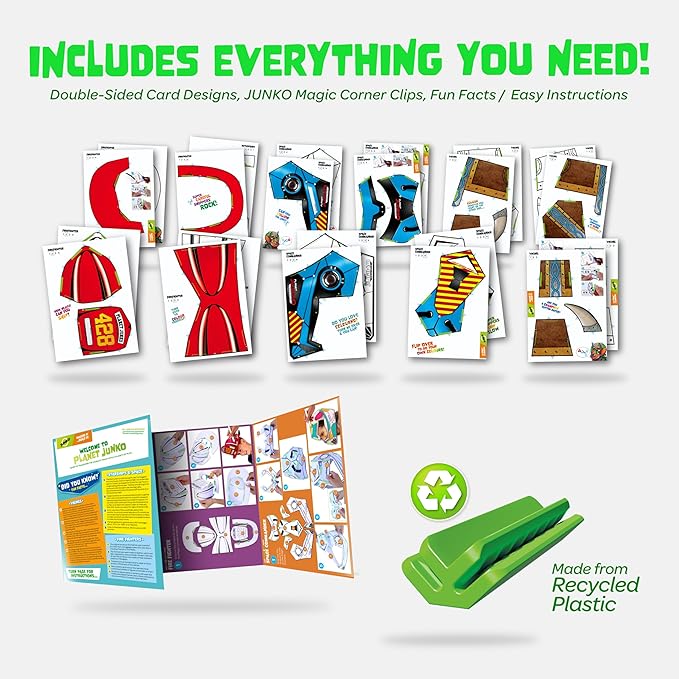 JUNKO DIY Kids Helmet Craft Kit – Build & Decorate 3 Cardboard Helmets (Firefighter, Viking, Space) – Ages 6–10 – Recycled, Reusable – Creative Parent-Child Activity